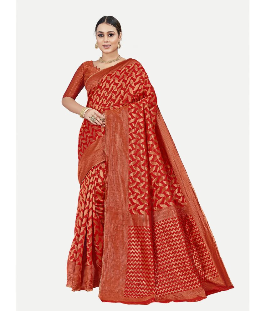     			tavas - Red Georgette Saree With Blouse Piece ( Pack of 1 )