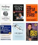 ( Combo Of 6 )The Psychology Of Money & You Can Win & The subtle Art Of Not Giving F*ck & 7 Habits Highly & Ikigai Japness & Rich Dad Poor Dad -  Paperback , English Books Combo By Morgen... , Shiv... , Mark... , Robert