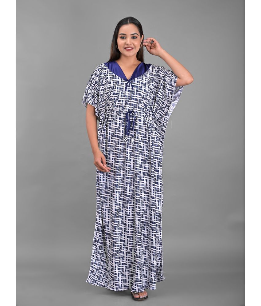     			Apratim - White Satin Women's Nightwear Kaftan Night Dress ( Pack of 1 )