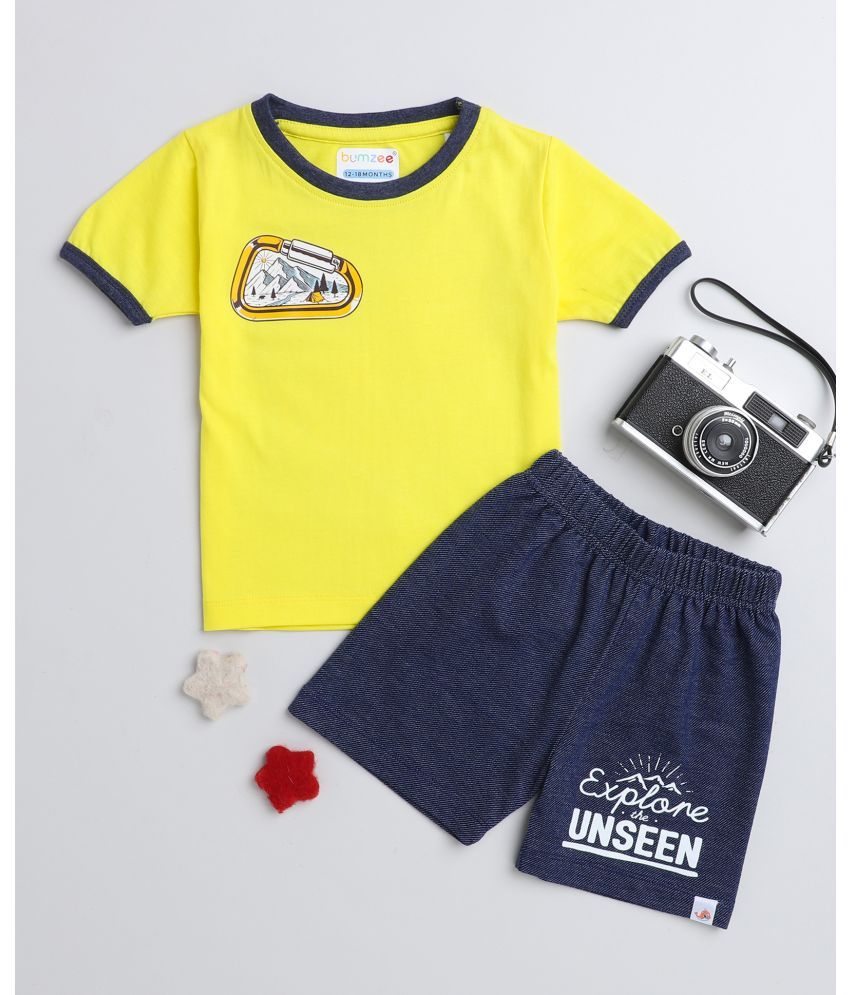     			BUMZEE - Yellow Cotton Boys T-Shirt & Shorts ( Pack of 1 )