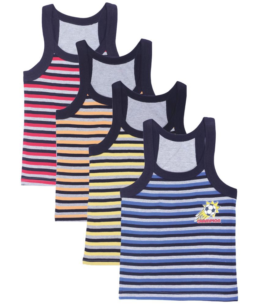     			Bodycare - Multicolor Cotton Blend Striped Boys Vest ( Pack of 4 )