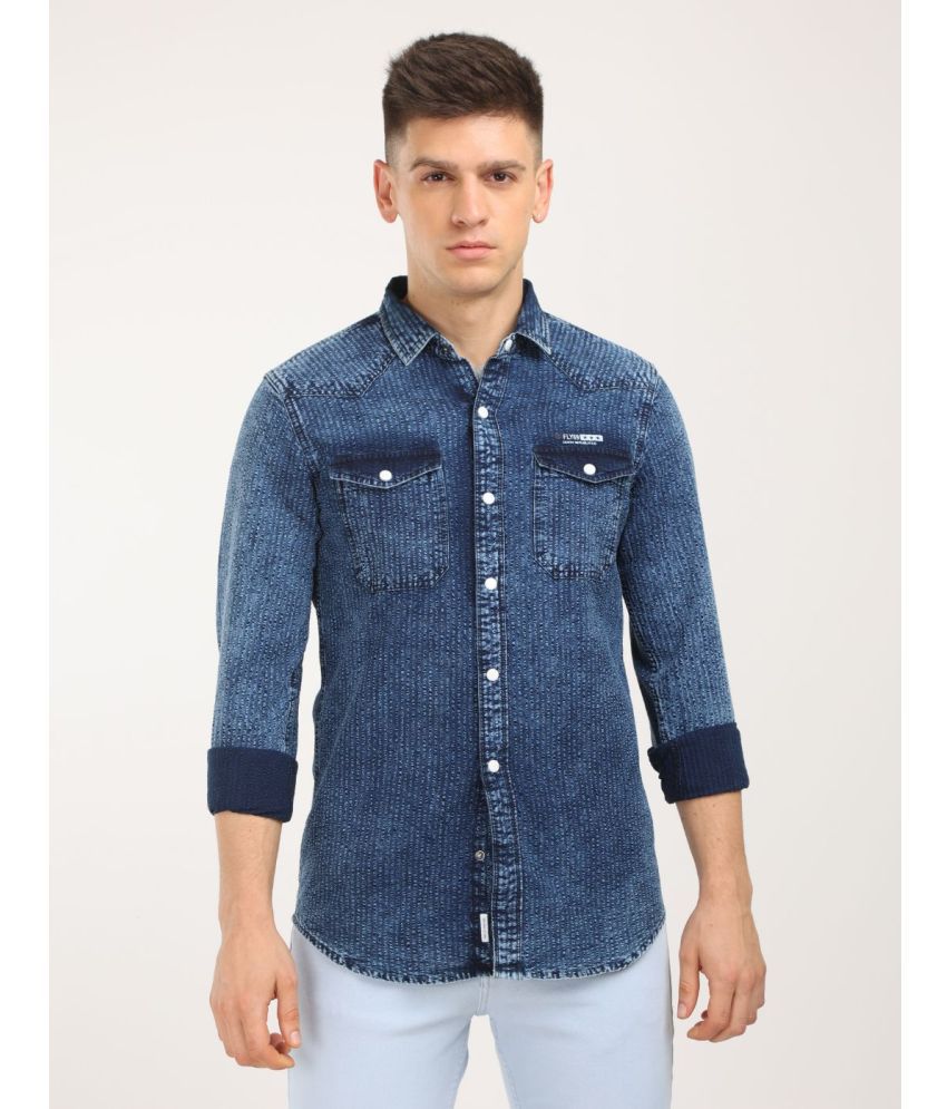 FLY69 - Blue Denim Slim Fit Men's Casual Shirt ( Pack of 1 )