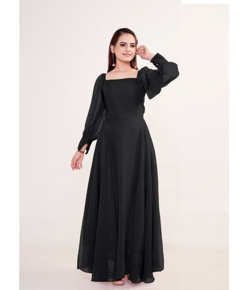     			Femvy - Black Georgette Women's Gown ( Pack of 1 )