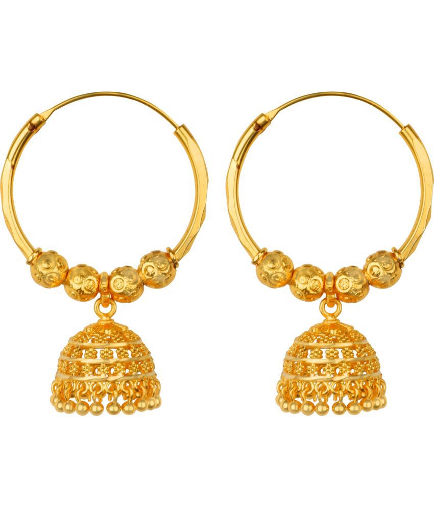    			HEER COLLECTION - Gold Jhumki Earrings ( Pack of 1 )