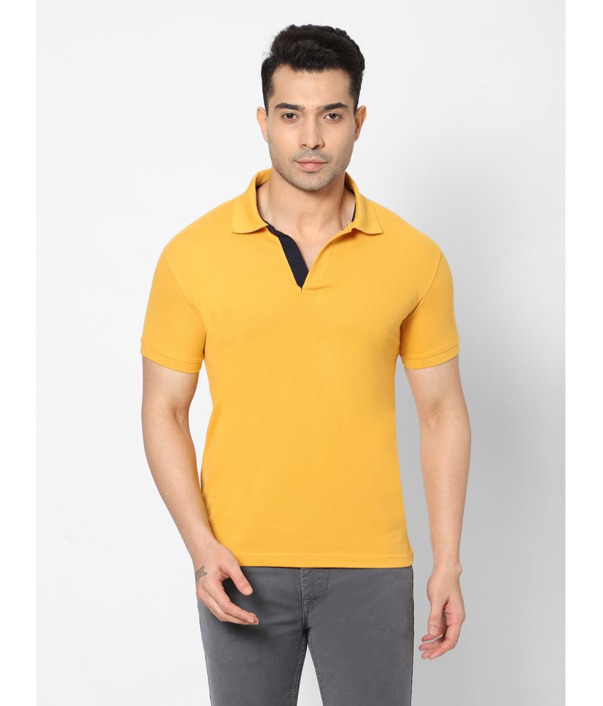     			HJ HASASI - Yellow Cotton Blend Slim Fit Men's Polo T Shirt ( Pack of 1 )