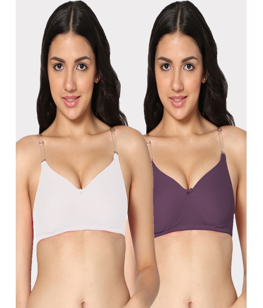     			IN CARE LINGERIE Pack of 2 Cotton Lightly Padded Women's Everyday Bra ( Multicolor )