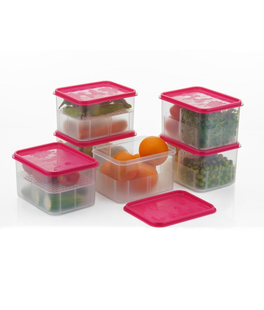     			iview kitchenware - Food/Fruit/Vegetable Plastic Pink Utility Container ( Set of 6 )