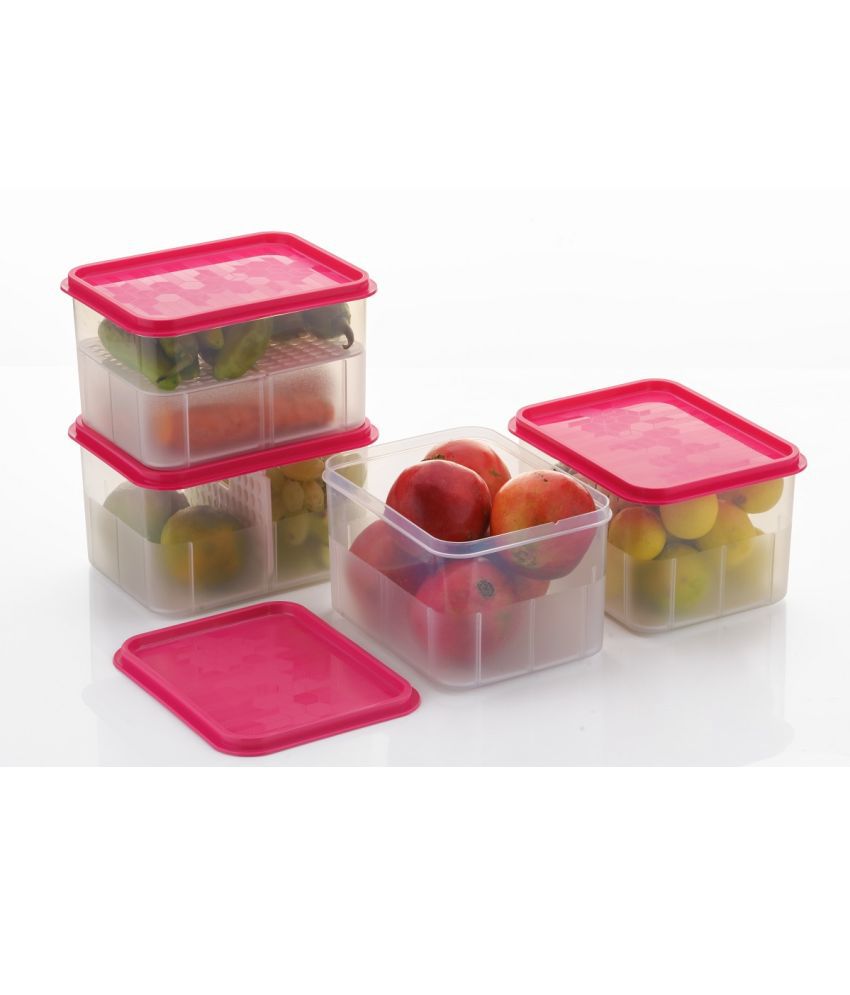     			iview kitchenware - Food/Fruit/Vegetable Plastic Pink Utility Container ( Set of 4 )