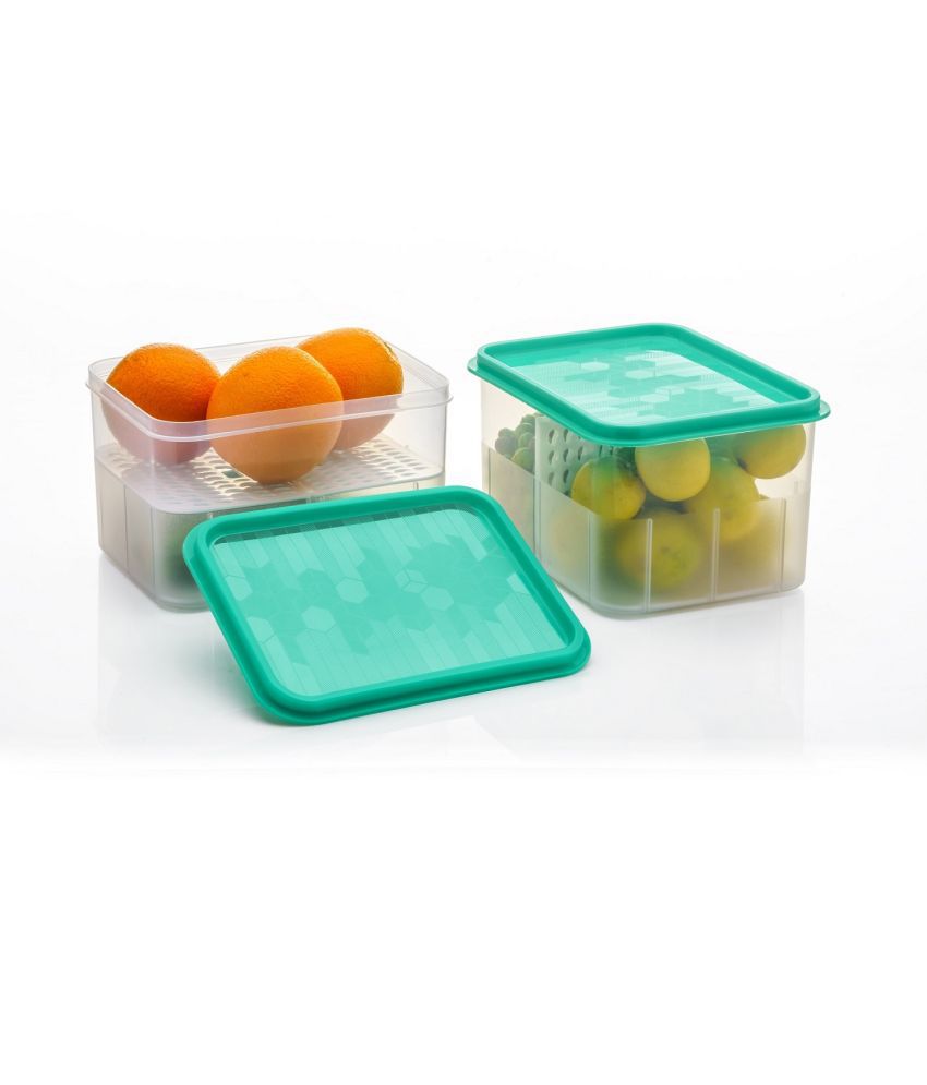     			iview kitchenware - Food/Fruit/Vegetable Plastic Sea Green Utility Container ( Set of 2 )