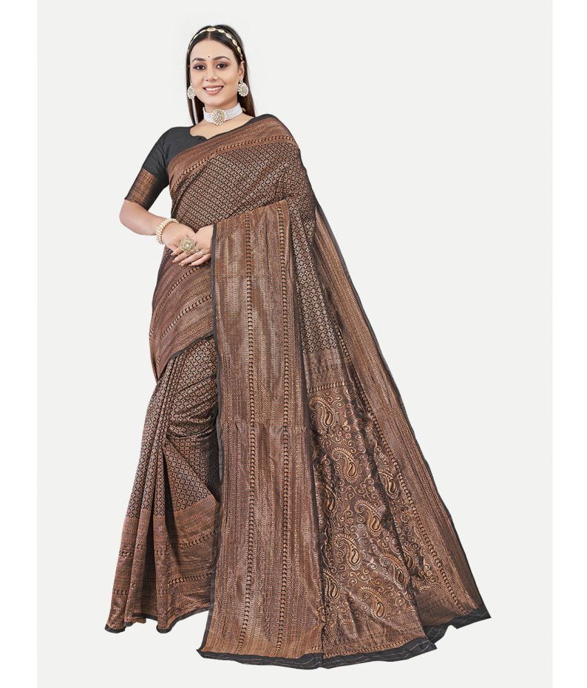     			tavas - Brown Georgette Saree With Blouse Piece ( Pack of 1 )