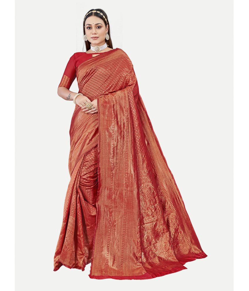     			tavas - Red Georgette Saree With Blouse Piece ( Pack of 1 )