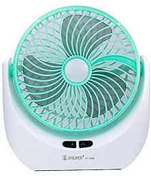 Rechargeable 1.88 Watts High Speed Table Fan, LED Light for Home, Office Desk, Kitchen (Multicolour)