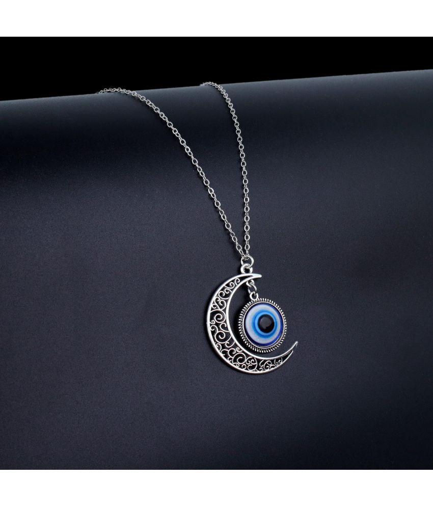     			Fashion Frill Evil Eye Chain Pendant for Boys and Men Jewellery 22 Inches Silver Plated Stainless Steel Chain