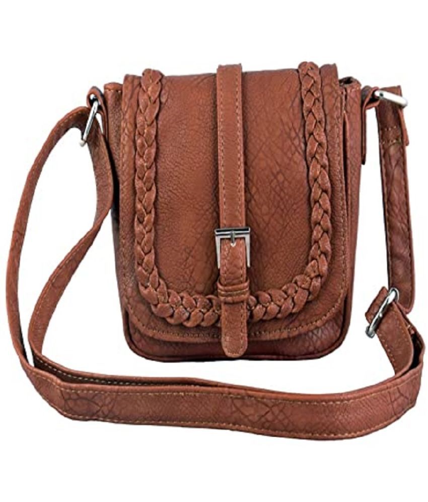     			Lychee Bags - Brown PU Sling Bag