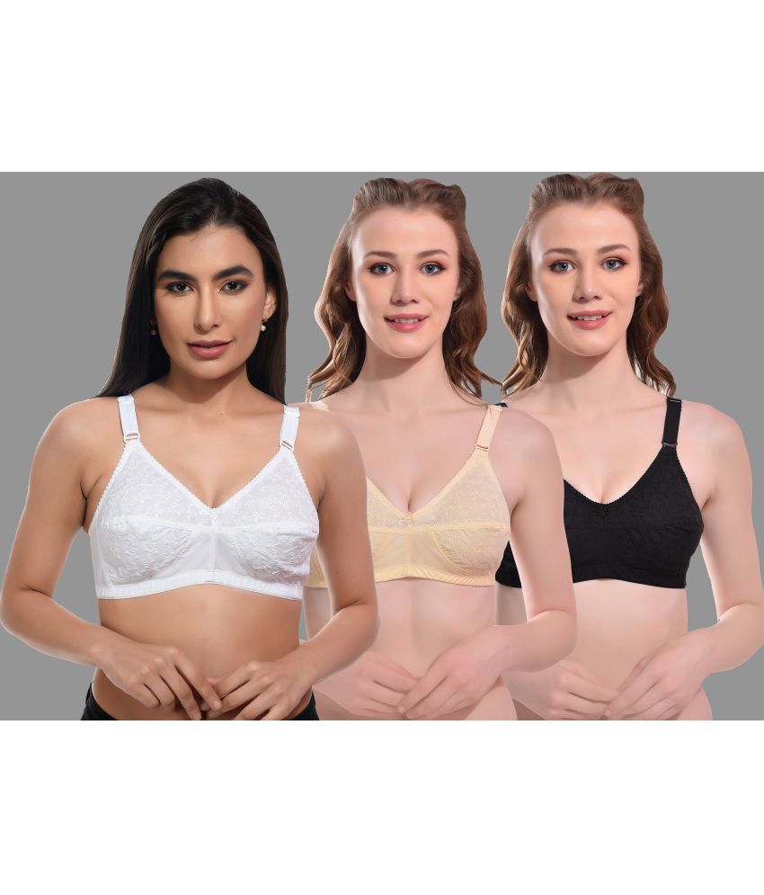     			Madam - Multicolor Cotton Non Padded Women's Everyday Bra ( Pack of 3 )