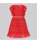 Cutecumber Georgette Fit And Flare Dress For Girls ( Pack of 1 , Red )