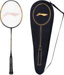 Li-Ning Turbo 99 Strung Carbon Fibre Badminton Racket With Free Full Cover, Black, Gold