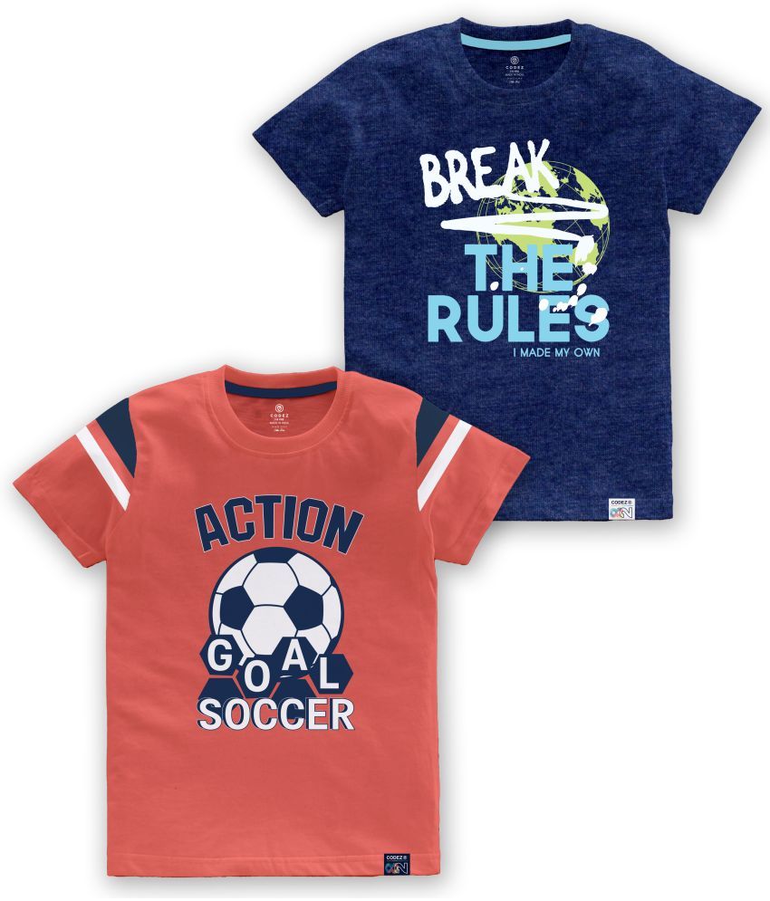     			CODEZ - Multi Color Cotton Blend Boy's T-Shirt ( Pack of 2 )