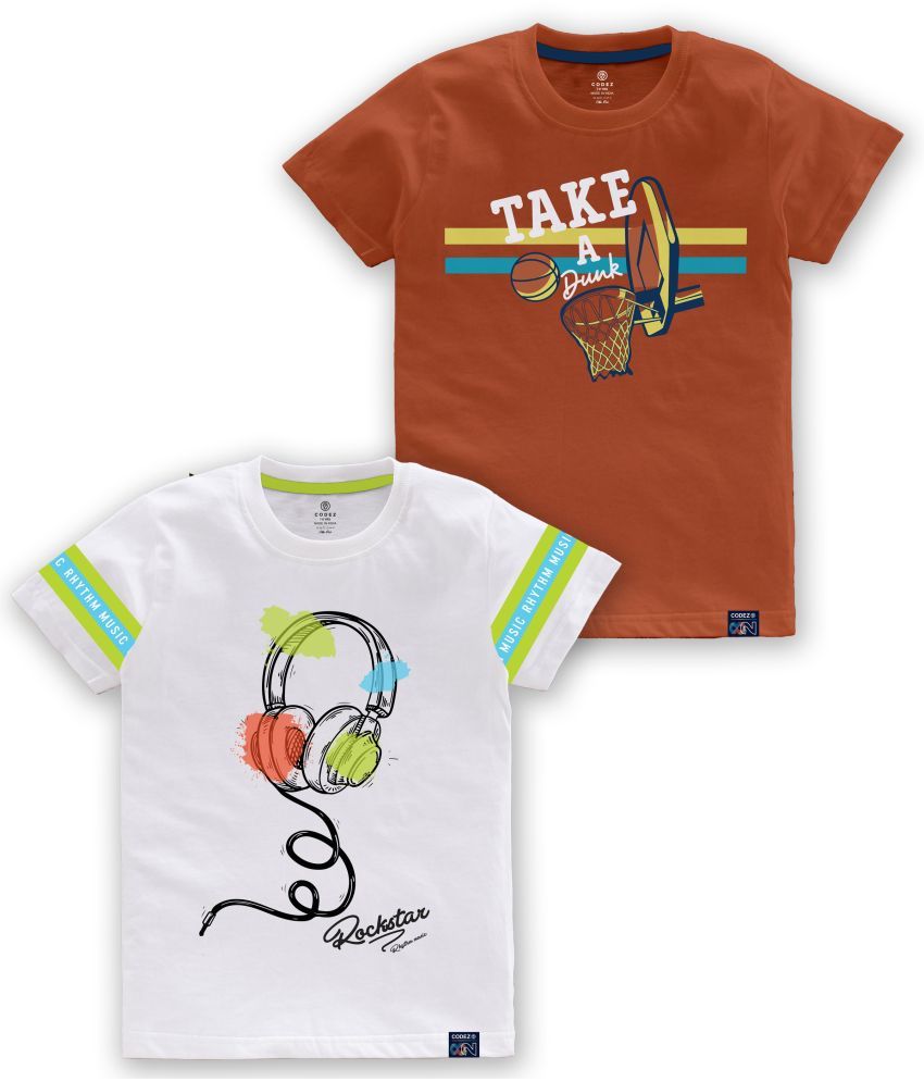     			CODEZ Pack of 2 Boys Cotton Blend T-Shirt ( Multi Color )