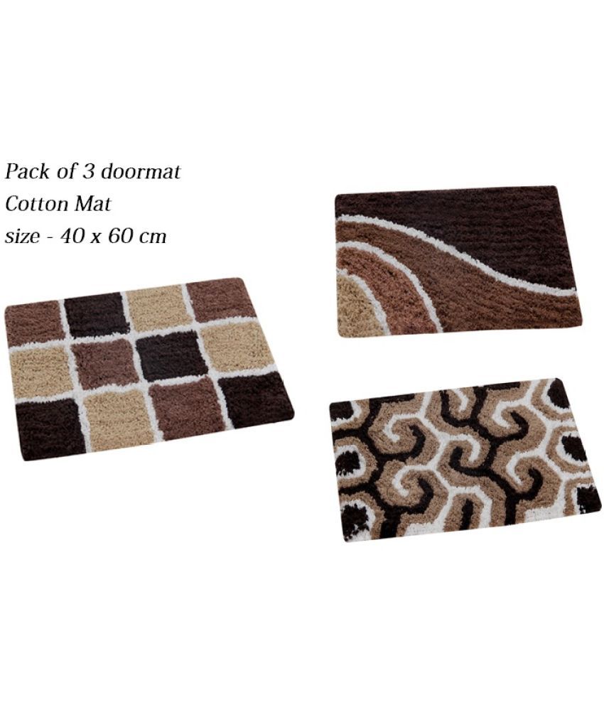     			HOMETALES - Anti-skid Cotton Door Mat ( 60 X 40 cm ) Set of 3 - Black