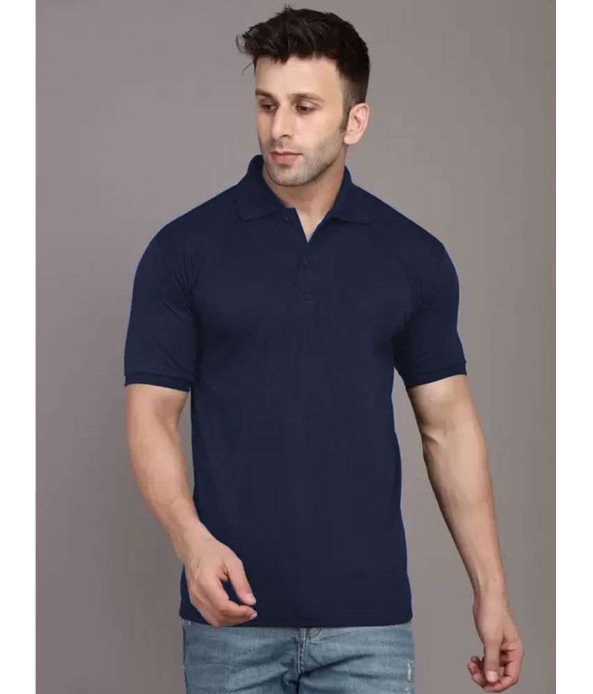     			Heathex - Navy Cotton Blend Regular Fit Men's Polo T Shirt ( Pack of 1 )