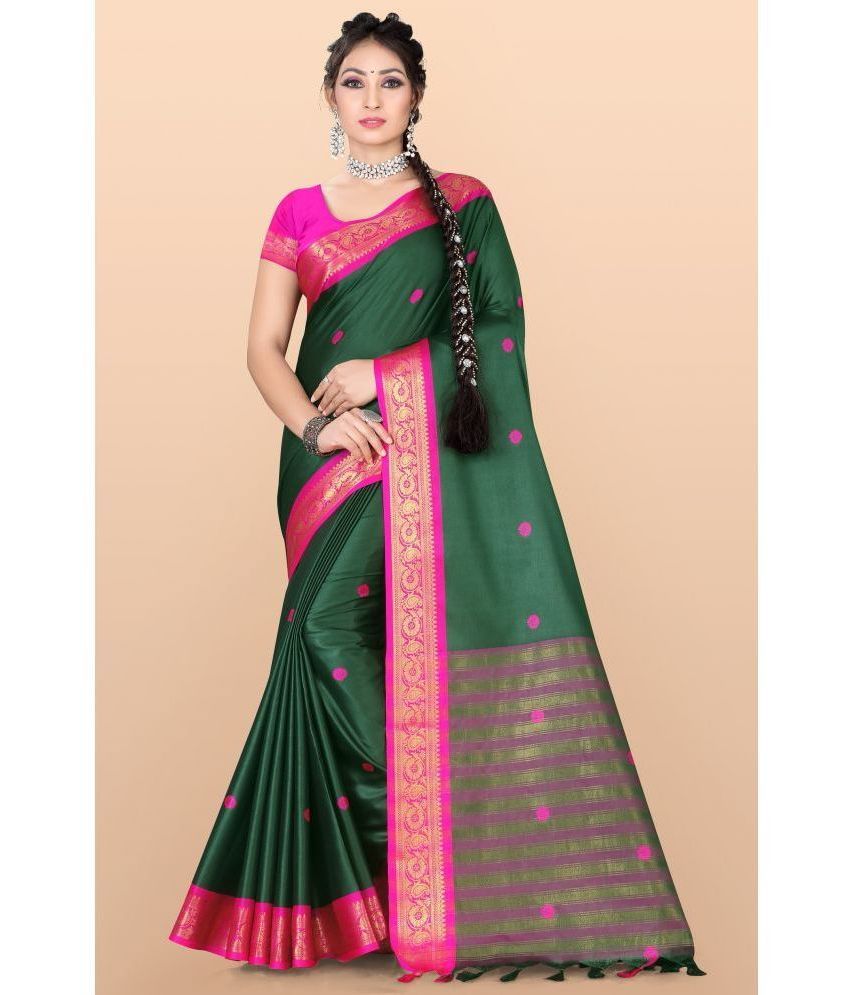     			LEELAVATI - Green Silk Saree With Blouse Piece ( Pack of 1 )