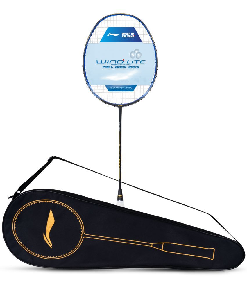     			Li-Ning Wind Lite 700 II Carbon Graphite Badminton Strung Racket with Full Racket Cover (Black/Blue)