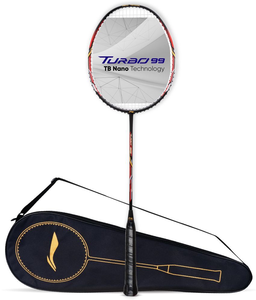     			Li-Ning Turbo 99 Strung Carbon Fibre Badminton Racket With Free Full Cover, Black, Red