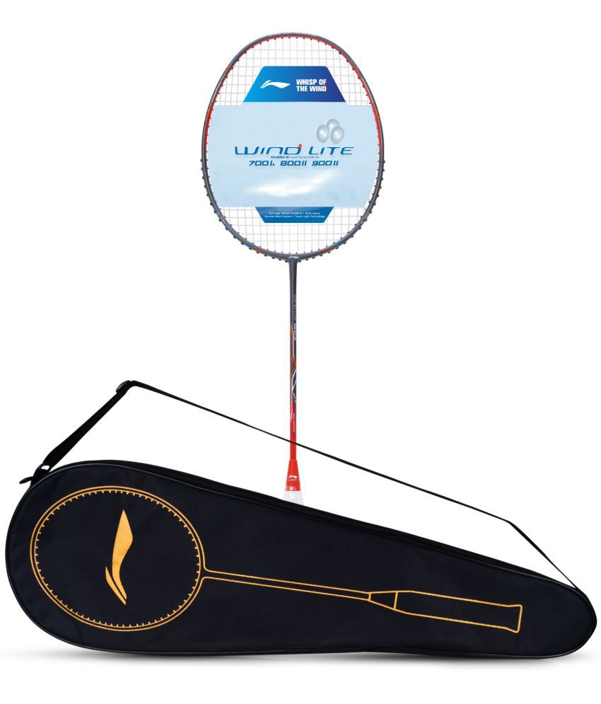    			Li-Ning Wind Lite 800 II Carbon Graphite Badminton Strung Racket with Full Racket Cover (Dark Grey/Red)
