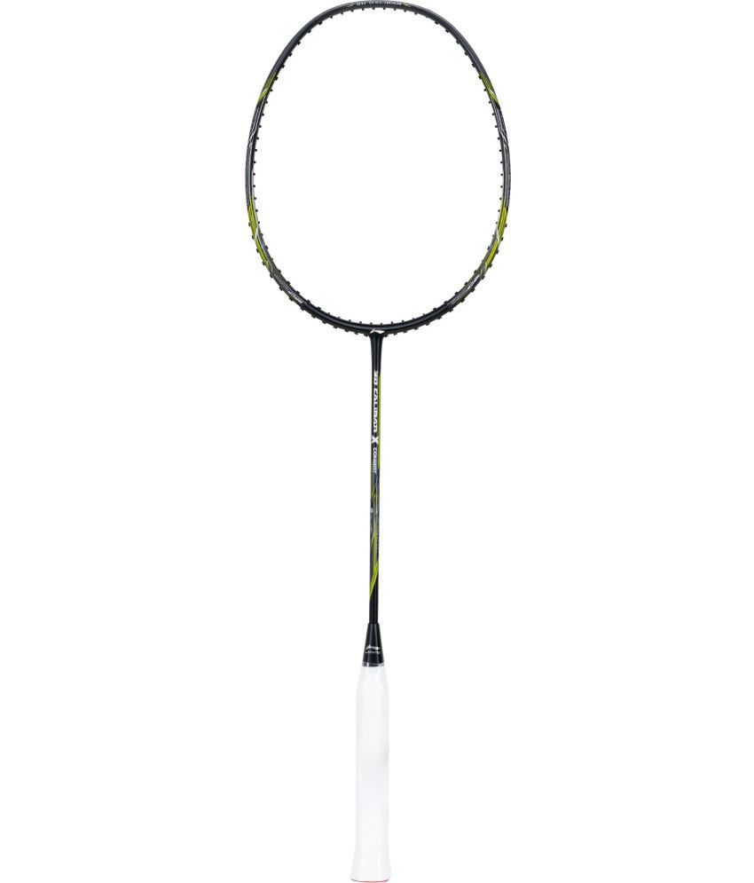     			Li-Ning 3D Calibar X Combat Carbon Graphite Strung Badminton Racquet, 85 Grams, 30 Lbs String Tension and Free Full cover(Black/Lime)