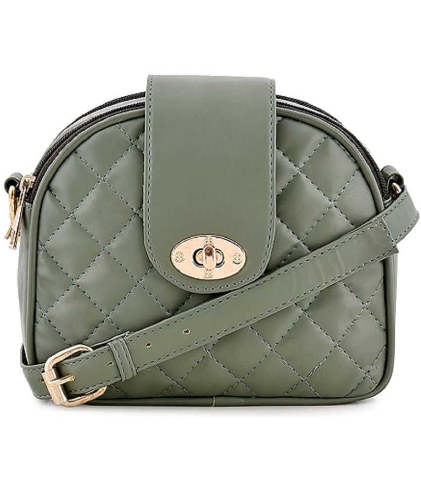     			Lychee Bags - Green PU Sling Bag