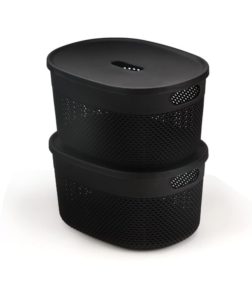     			Oliveware - Plastic Black Utility Container ( Set of 2 )
