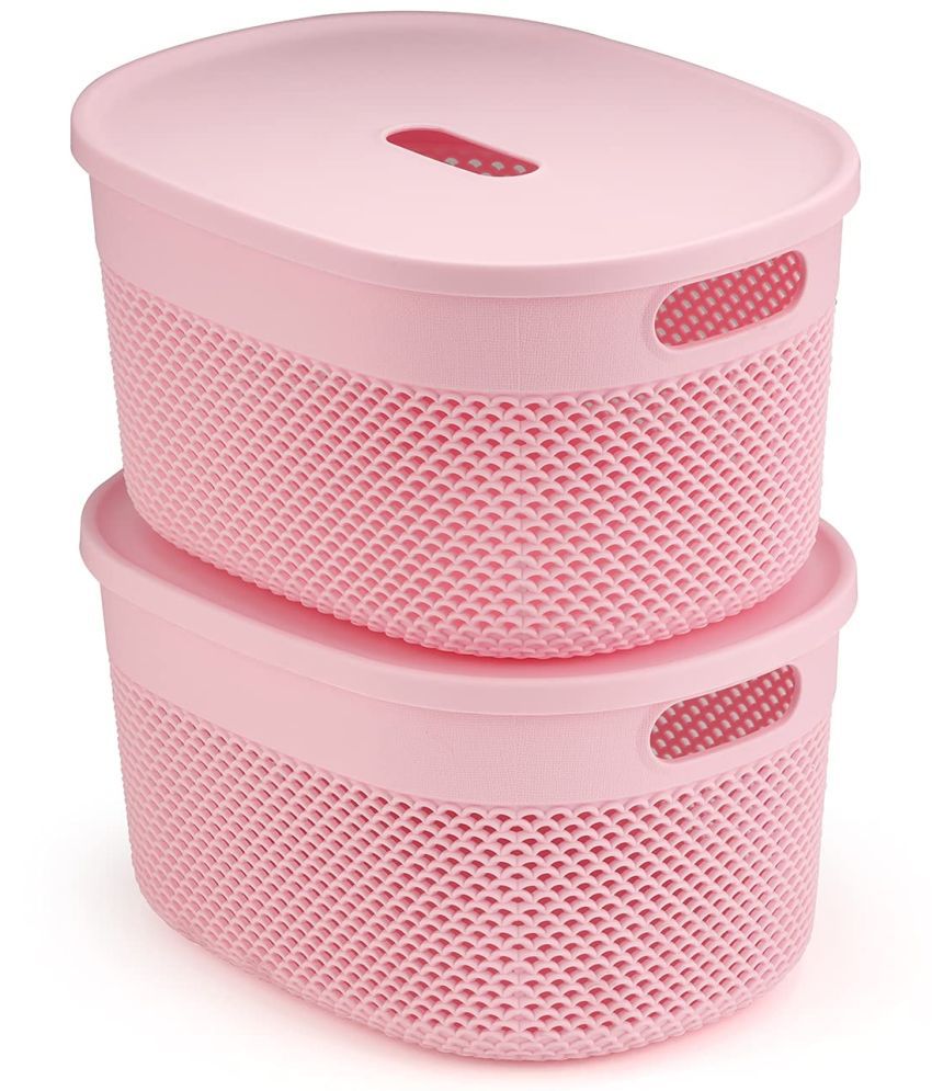     			Oliveware - Plastic Pink Utility Container ( Set of 2 )