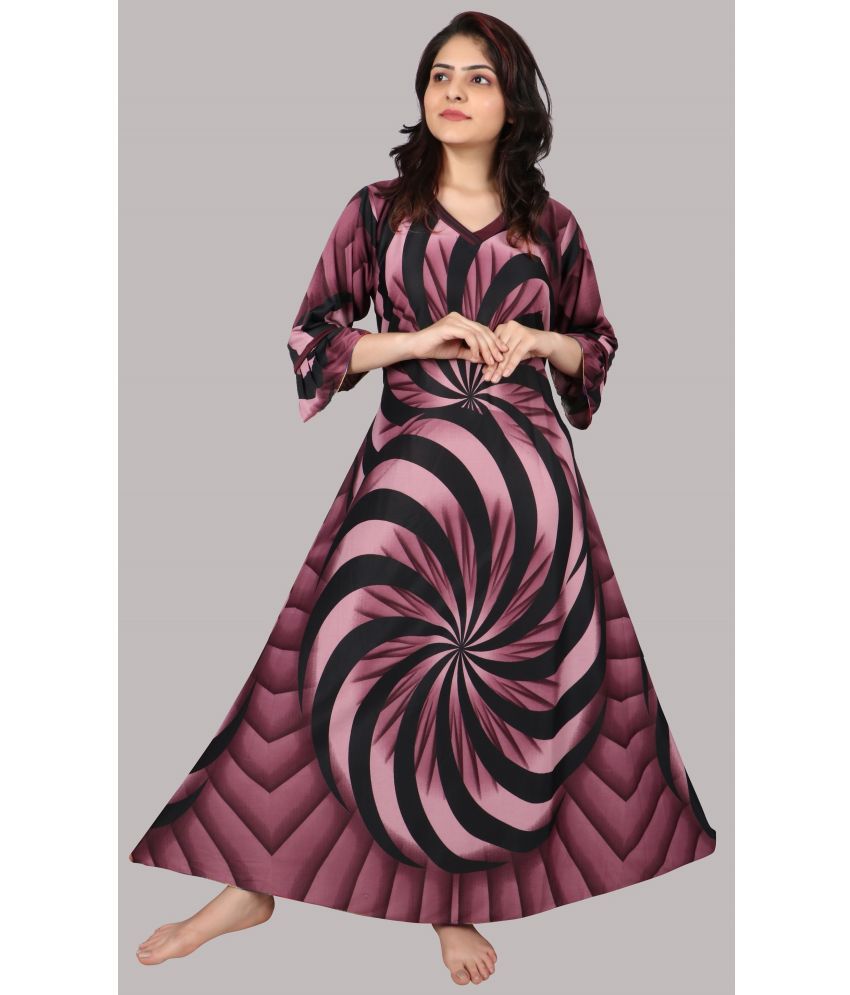     			PURSA - Magenta Satin Women's Nightwear Nighty & Night Gowns ( Pack of 1 )