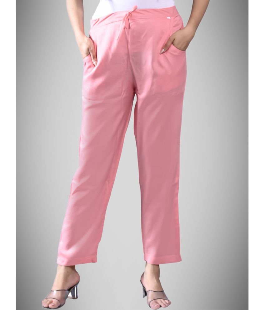     			QuaClo - Pink Rayon Regular Women's Casual Pants ( Pack of 1 )