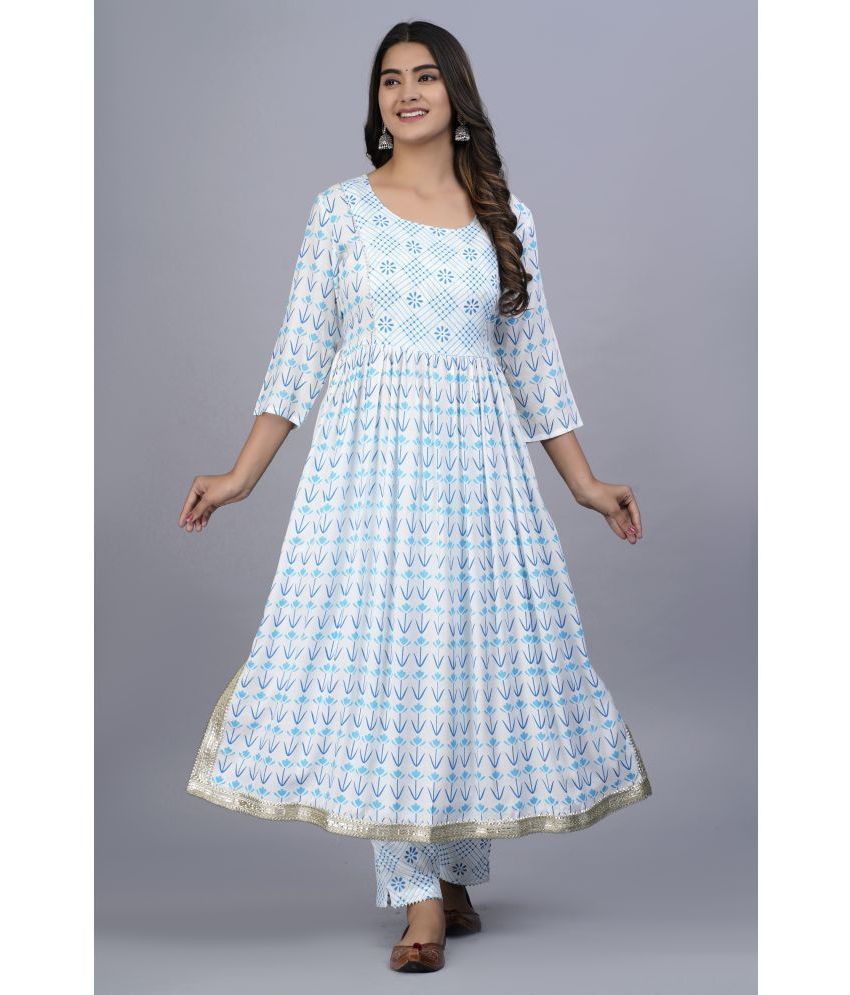     			SIPET - Blue Straight Cotton Women's Stitched Salwar Suit ( Pack of 1 )