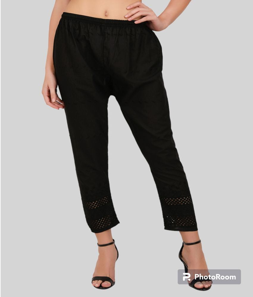     			SUMAYA FASHION - Black Cotton Blend Straight Women's Casual Pants ( Pack of 1 )