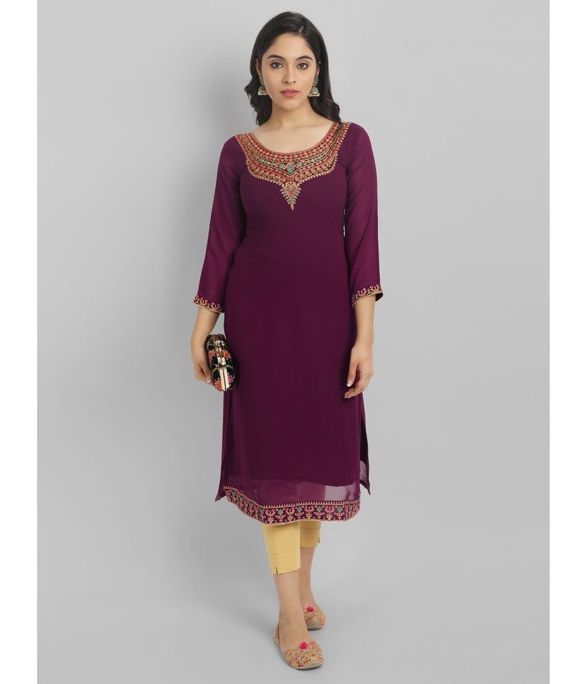     			Vastanienterprise - Purple Georgette Women's Straight Kurti ( Pack of 1 )