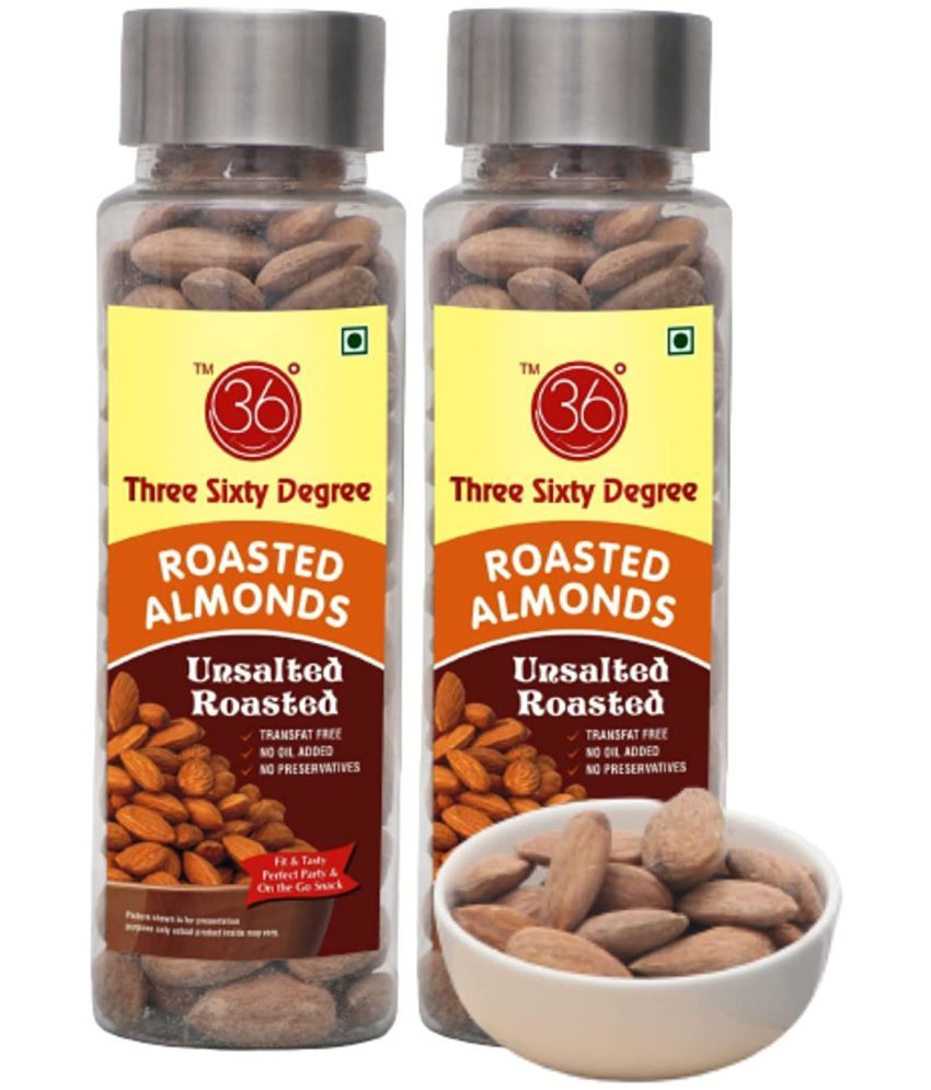     			360 Degree Roasted Unsalted Almonds Badam, 220gms (2 x 110gms each)