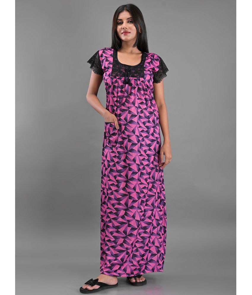     			Apratim - Multi Color Satin Women's Nightwear Nighty & Night Gowns ( Pack of 1 )