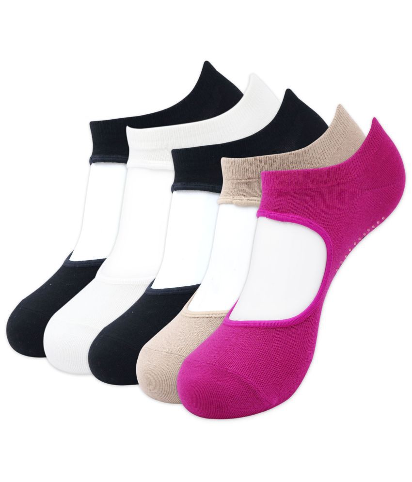    			BALENZIA Women's Anti Bacterial Anti-Skid Yoga/Pilates/Dance/Ballet Made with Bamboo Cotton Multicolour Pack of 3 Socks| Women Yoga socks - 3 Pair Pack- (Free Size) (BLACK, BLACK,BEIGE,WHITE,PINK)