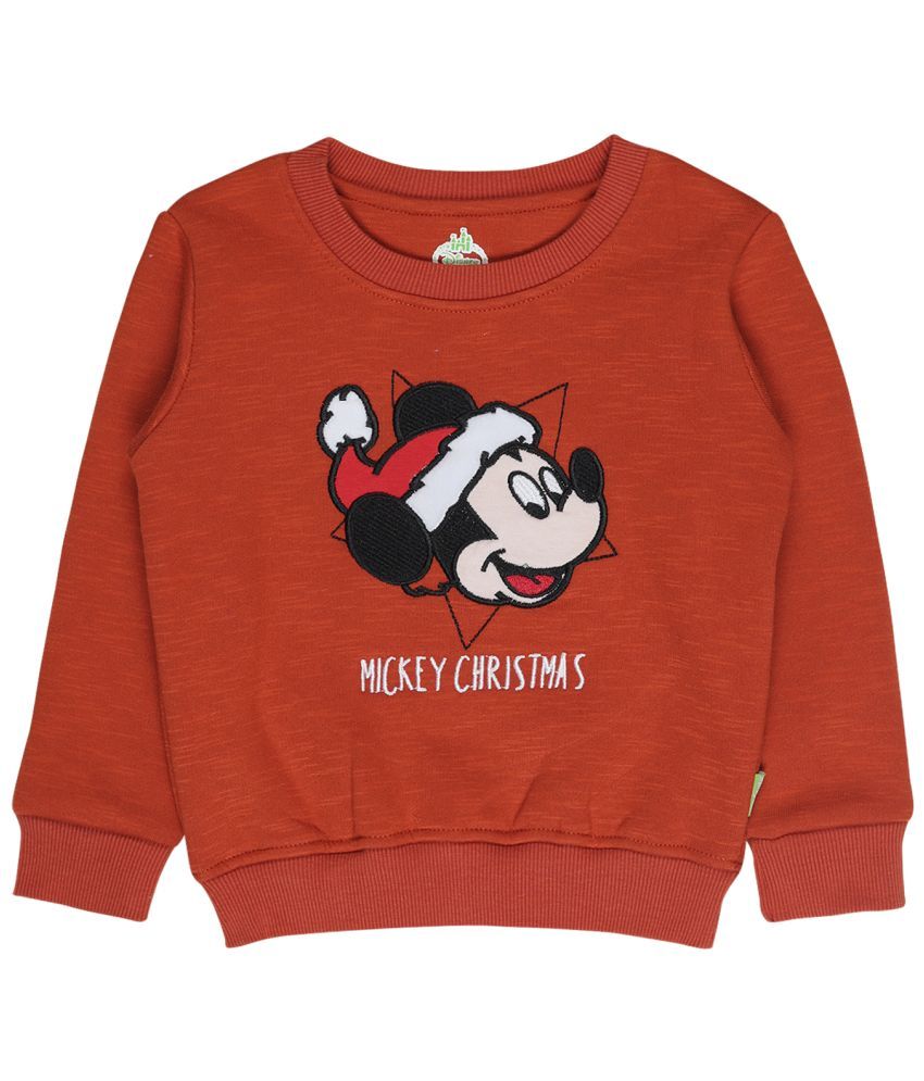     			Bodycare Mickey & Friends Boys Sweat Shirt Round Neck Full Sleeves Solid Pack Of 1- Rust