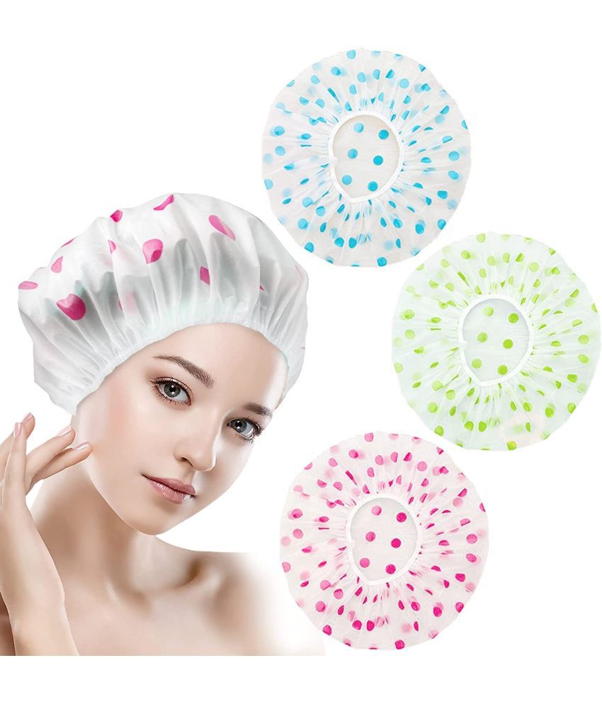     			CELIBATE Free Size 3 Shower Cap Multicolored and Multi-Design Pack of 3