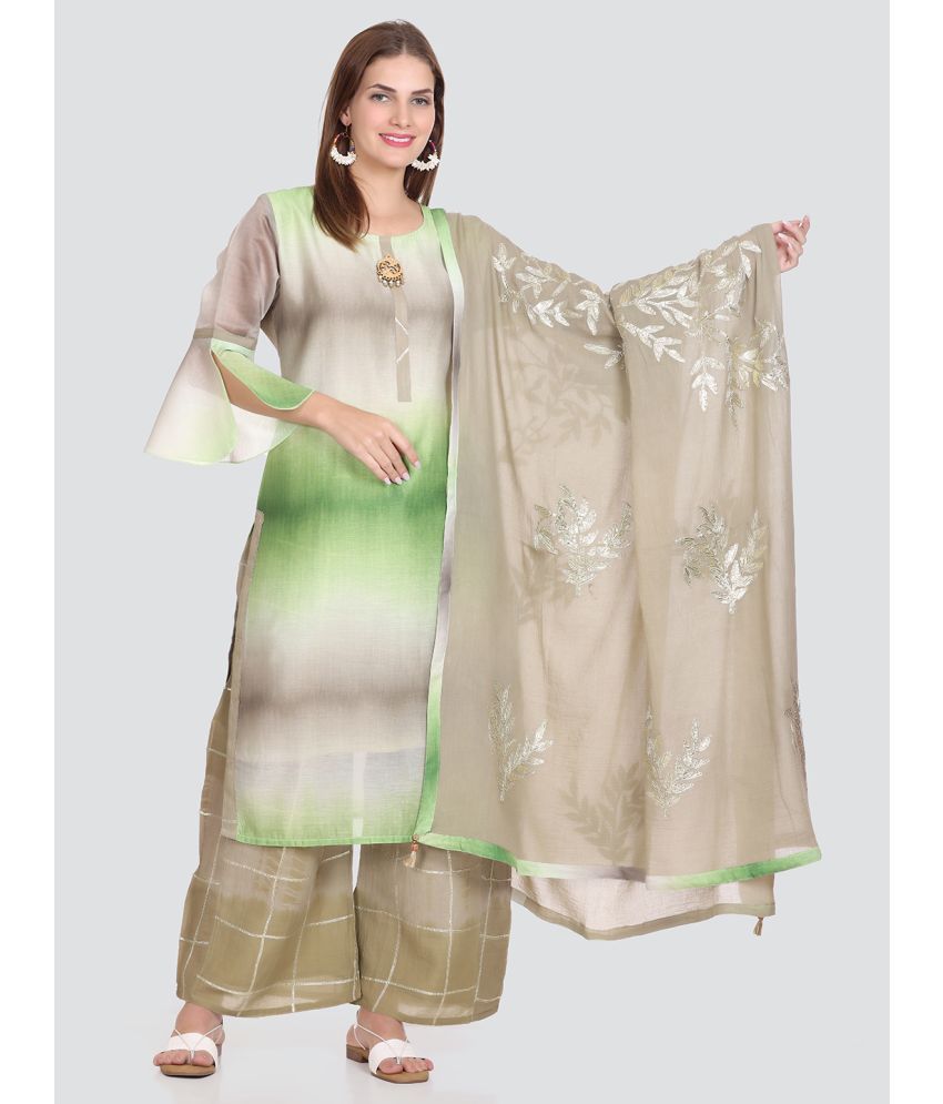     			ELTHIA - Green Silk Women's Straight Kurti ( Pack of 1 )