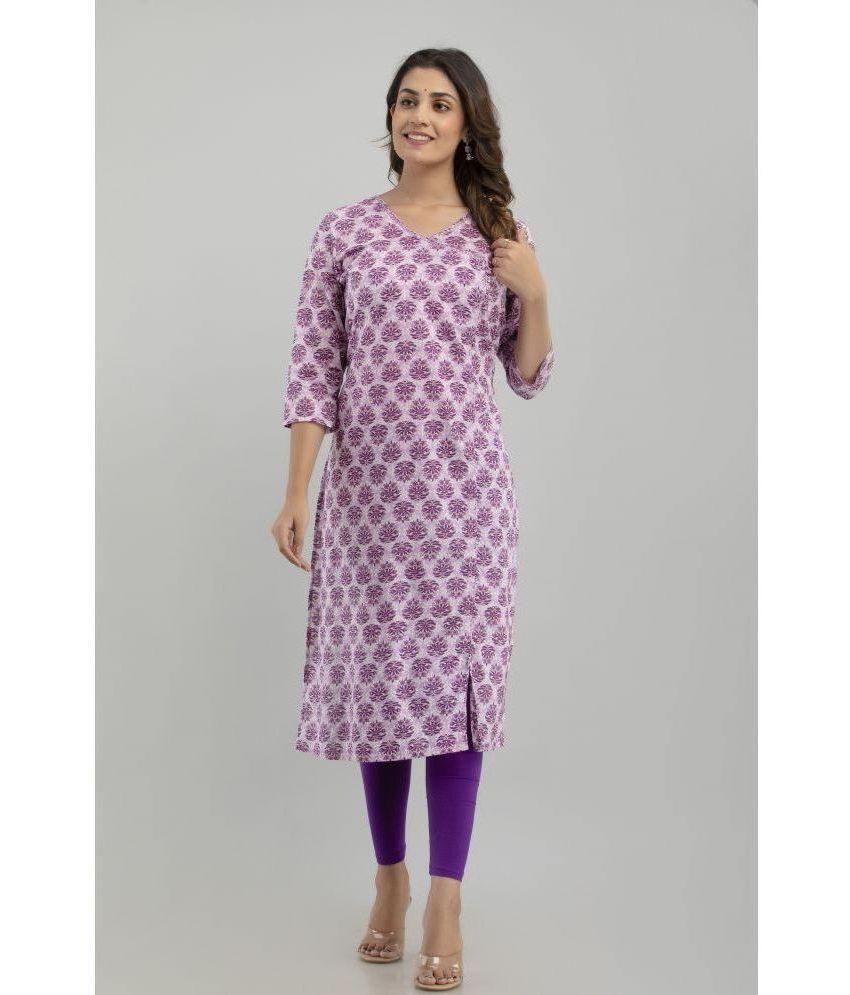     			Frionkandy - Purple Cotton Women's Front Slit Kurti ( Pack of 1 )