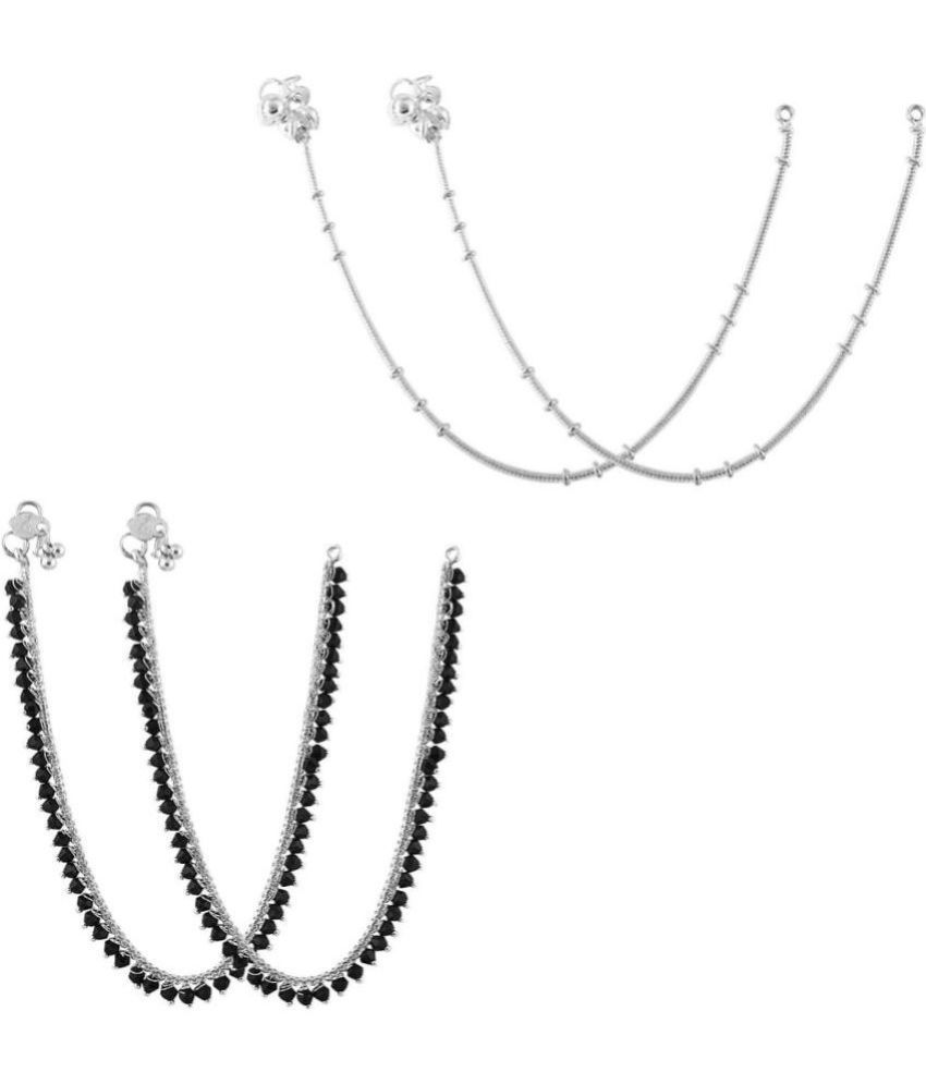     			HEER COLLECTION - Silver Anklets ( Pack of 2 )