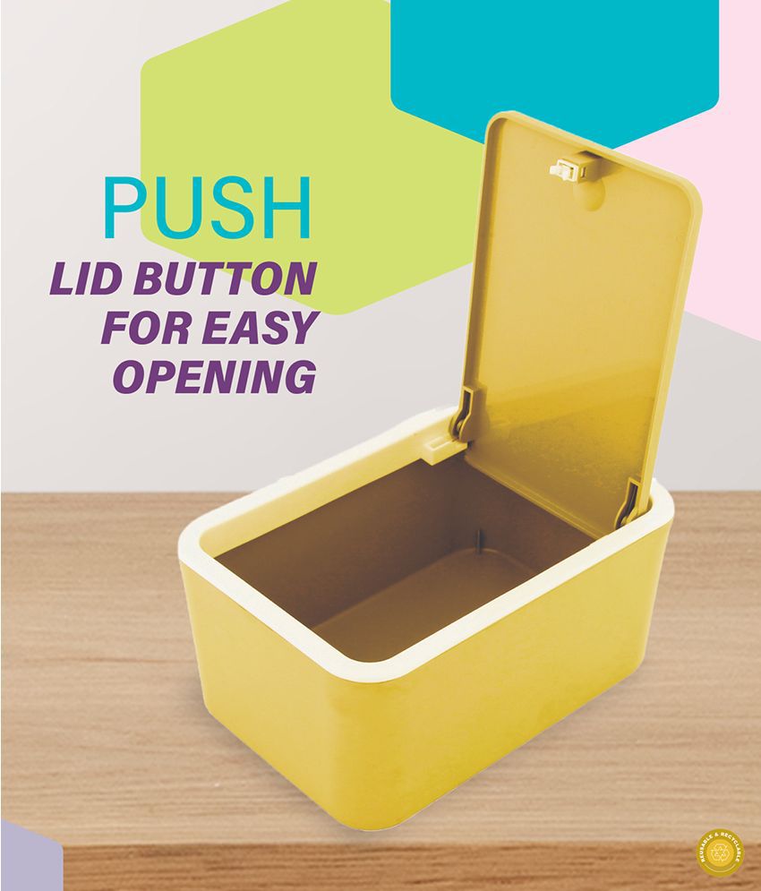     			HOMETALES Push Button Storage Plastic Yellow Utility Container ( Set of 1 )