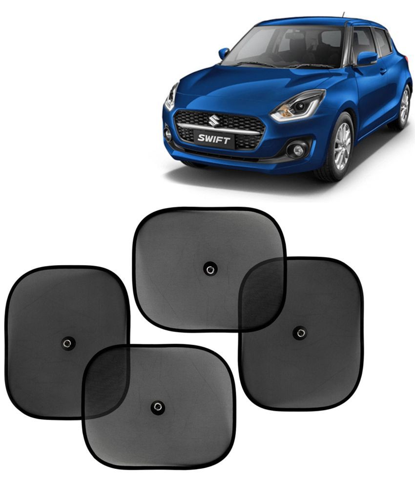     			Kingsway Car Curtain Sticky Sun Shade Universal Use for Maruti Suzuki Swift, 2021 Onwards Model, Color : Black, Mesh, Pack of 4 Piece Car Sun Shades Blinds Cover