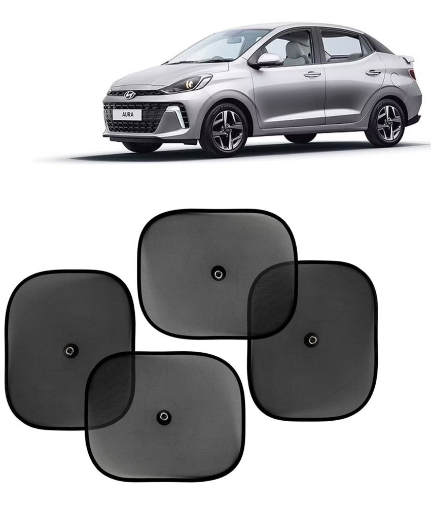     			Kingsway Car Curtain Sticky Sun Shade Universal Use for Hyundai Aura, 2023 Onwards Model, Color : Black, Mesh, Pack of 4 Piece Car Sun Shades Blinds Cover
