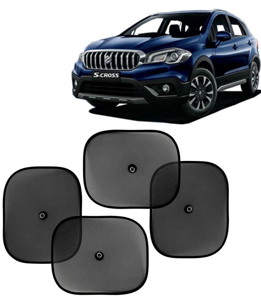     			Kingsway Car Curtain Sticky Sun Shade Universal Use for Maruti Suzuki S Cross, 2018 - 2019 Model, Color : Black, Mesh, Pack of 4 Piece Car Sun Shades Blinds Cover